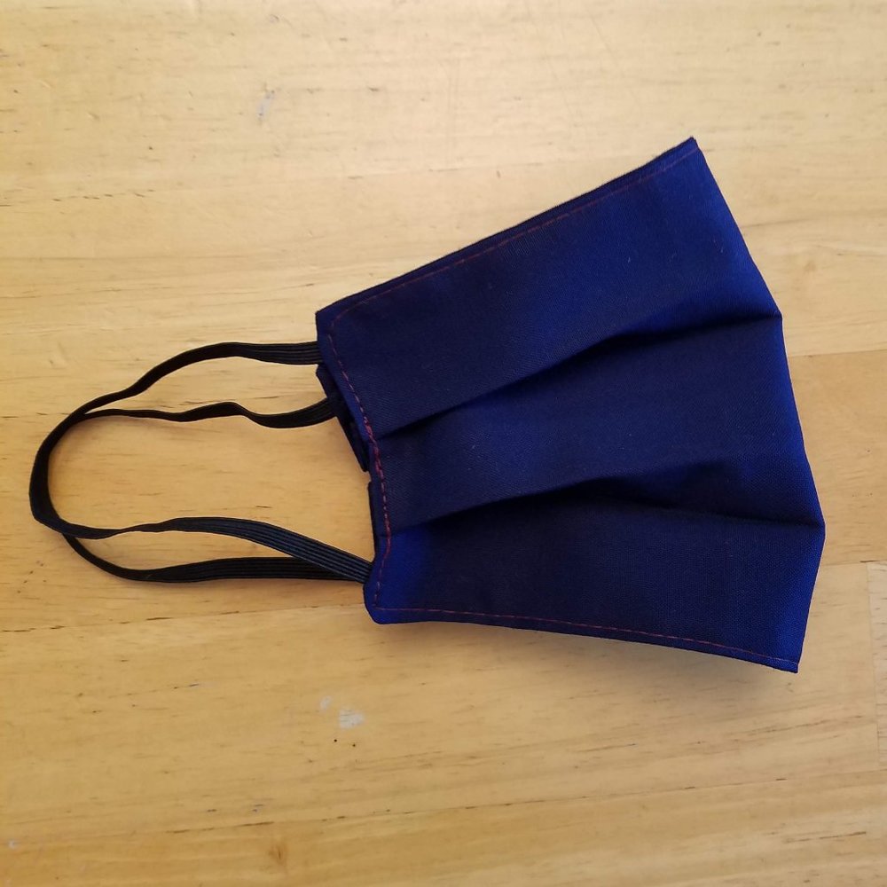Cotton Face Mask in solid Ink Blue/Black H…